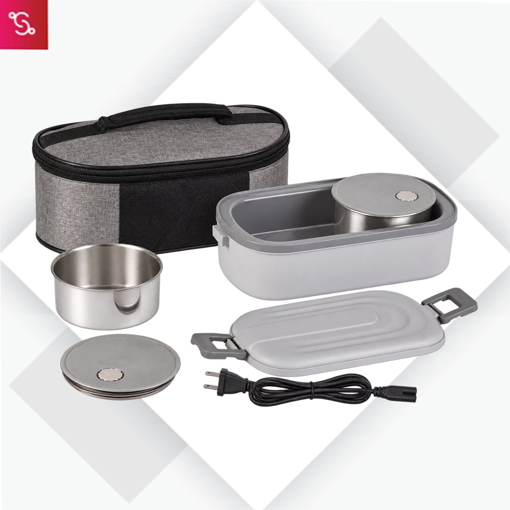 [SANM-H338] ThermoBite Slim: Electric Lunch Box with 2 Steel Containers