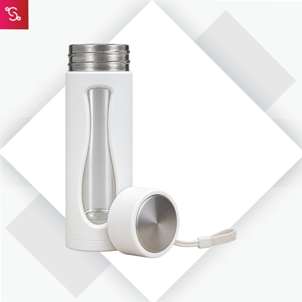 SafeSip: Glass bottle with outer plastic body and metal plate cap