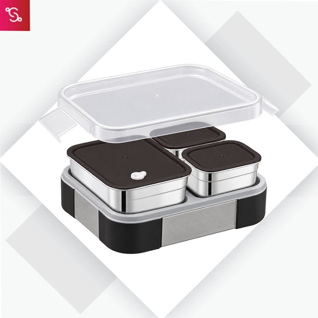 [SANM-H359] TokuBox Stack: Slim Lunch box with Detachable SS containers