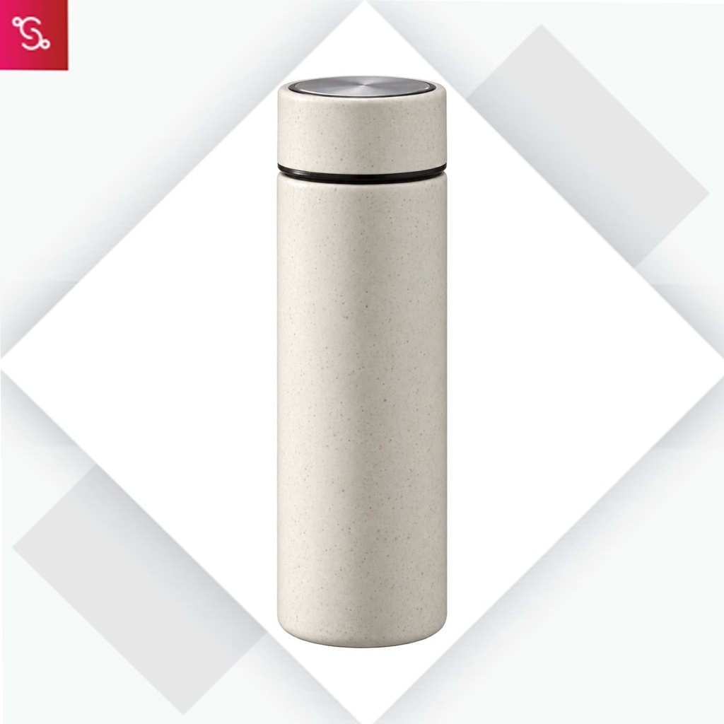TerraSpeckle: Wheat Straw Glass Bottle with Metal Accent Cap