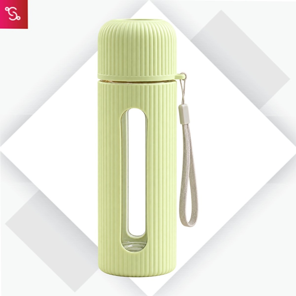 RippleView: Grooved Texture Glass Bottle with Clear Window & Metal Plate Cap
