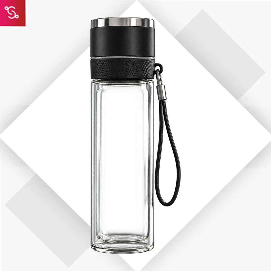 ClearSip Pop: Double wall Borosilicate Glass bottle with SS infuser Net