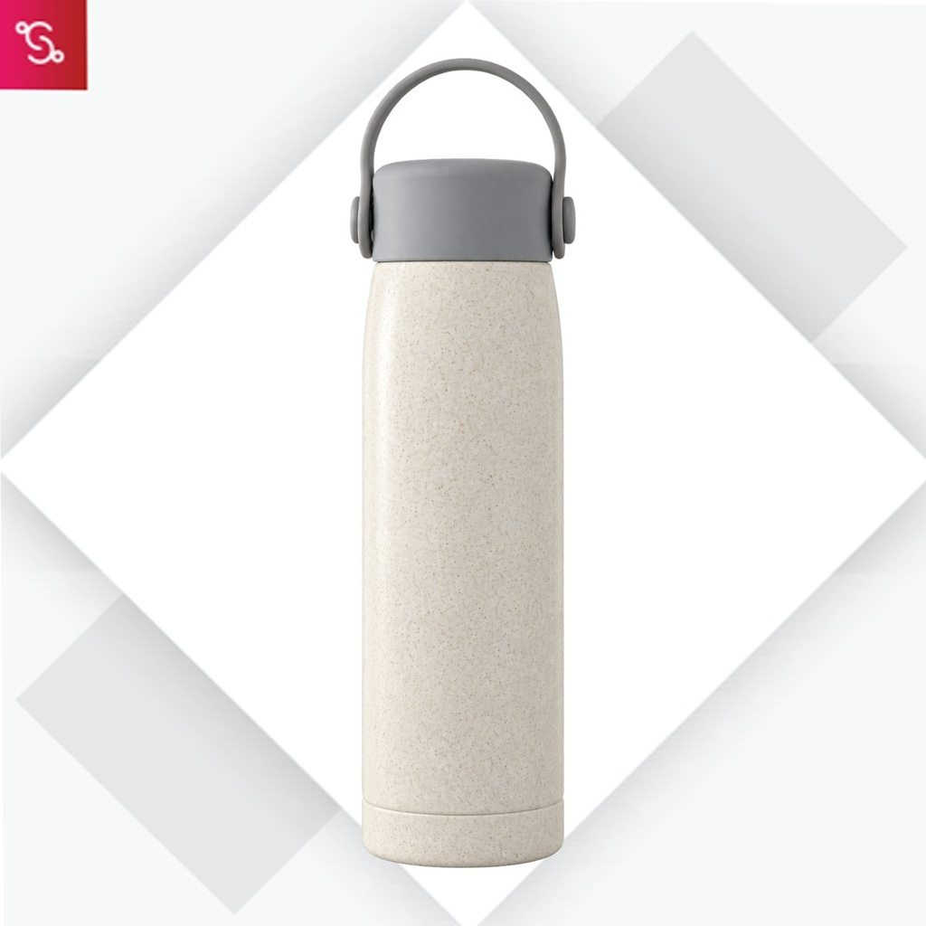 GraniteStation: Wheat straw Glass Bottle with Phone Stand Cap & Silicone Strap