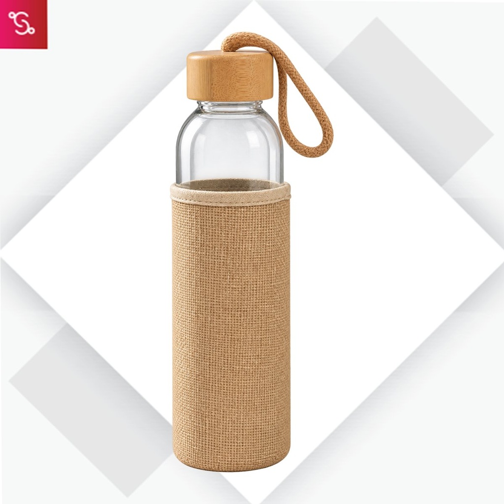 EarthWeave: Glass Bottle with Bamboo Cap & Jute Sleeve