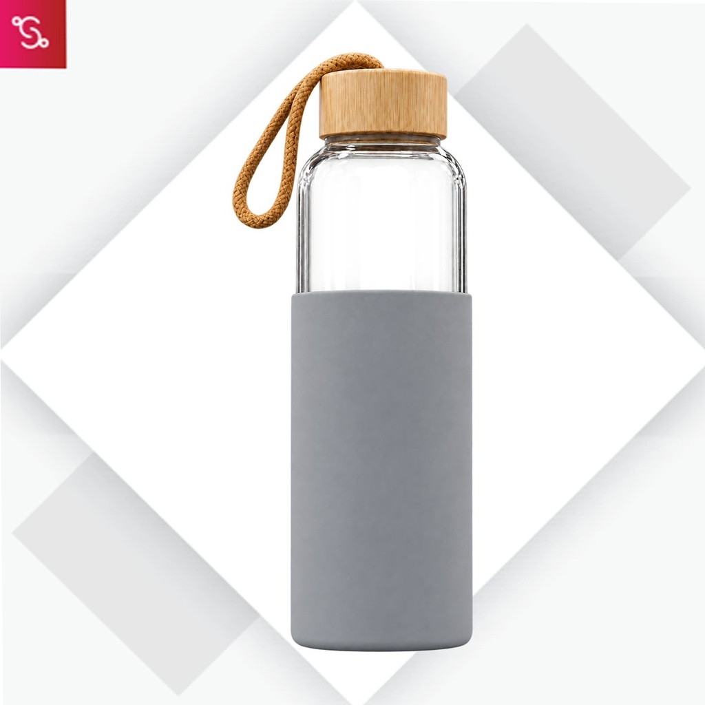ZenGrip: Glass Bottle with Bamboo Cap & Silicone Non-Slip Sleeve
