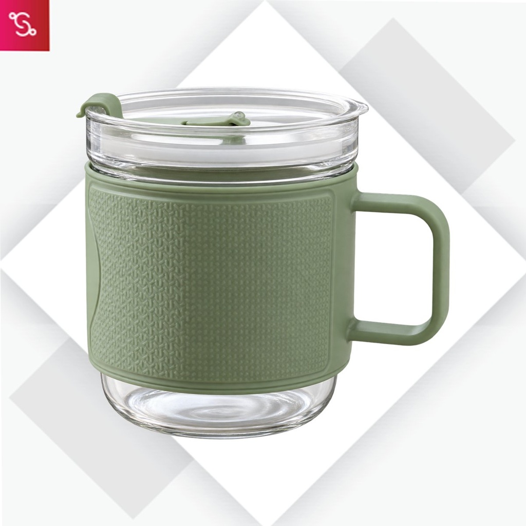 MiniBrew: Mini Glass Mug with Textured Grip Sleeve & Straw-Ready Lid