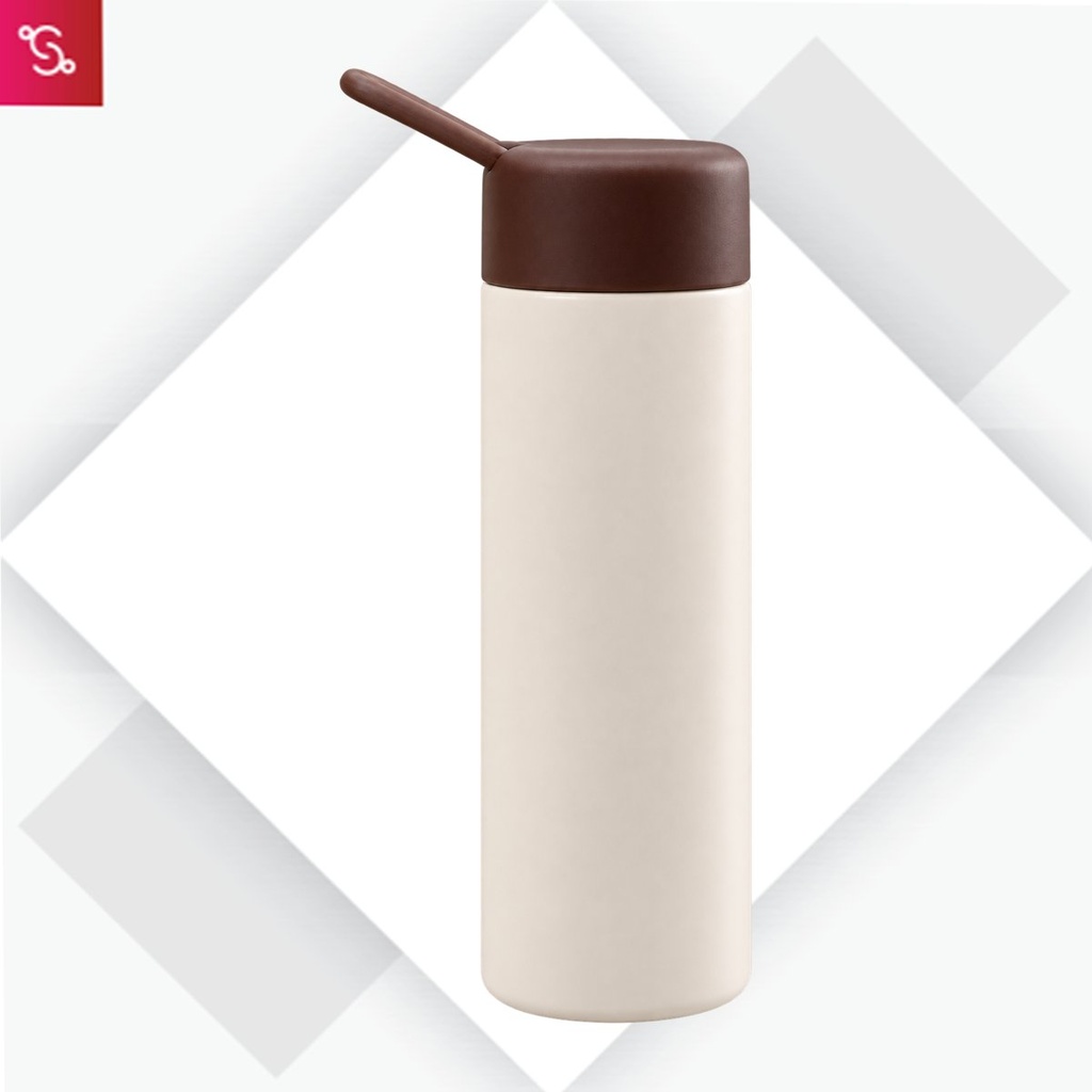 MochaLoop: Classic Design Glass Bottle with Brown Silicone Strap