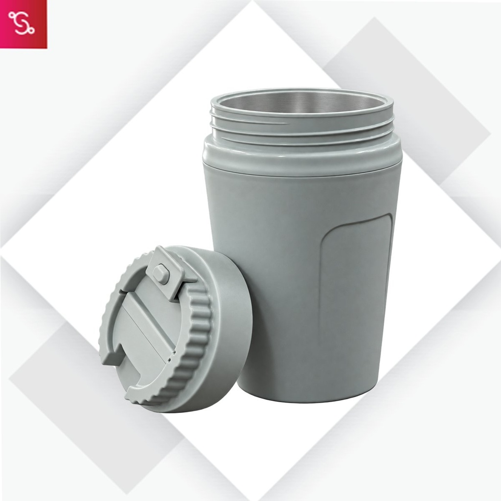 Cafe Cup: Double wall Insulated Steel mug with flip top lid