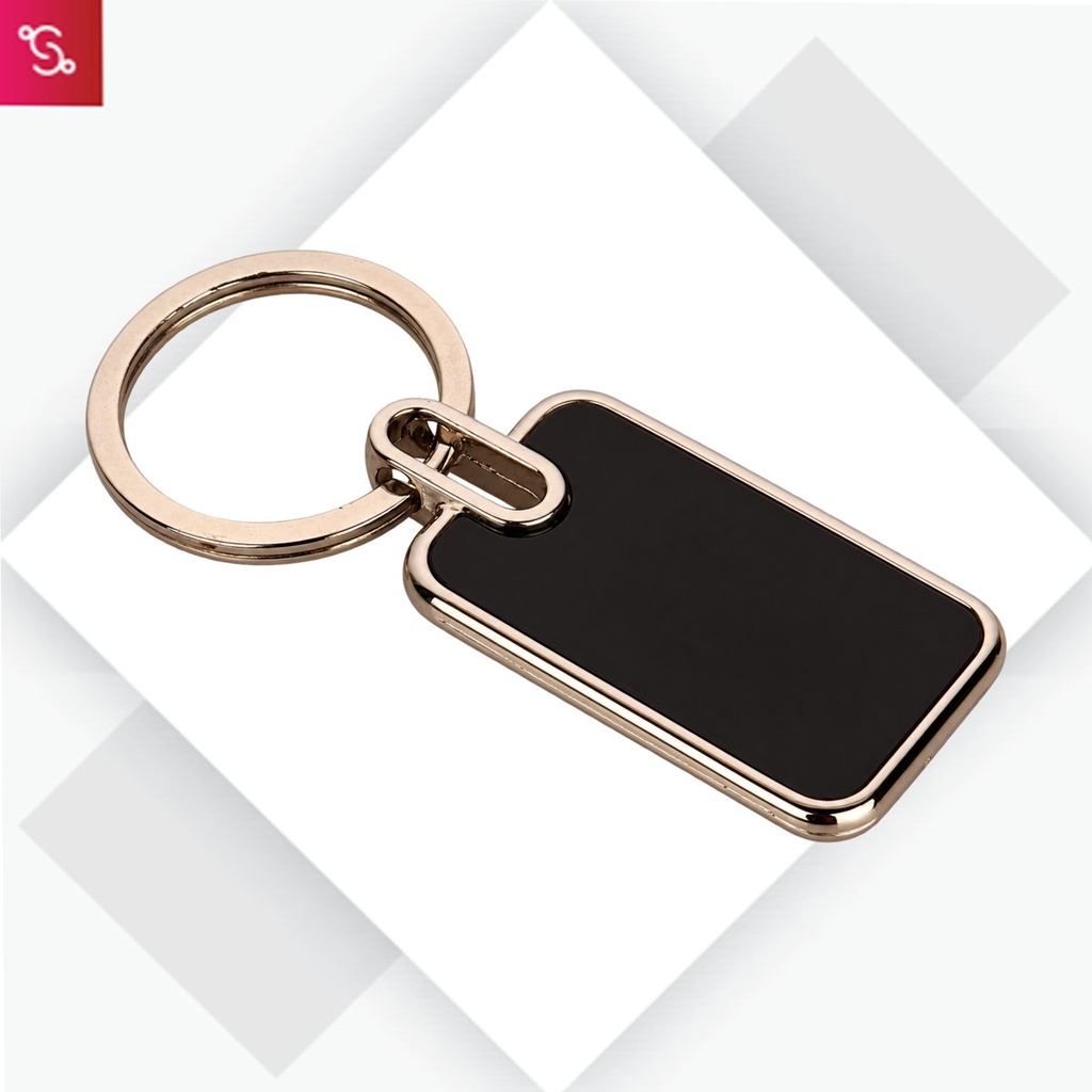 [SANM-J116] Rectangle metal keychain in Black finish (Double side laser)