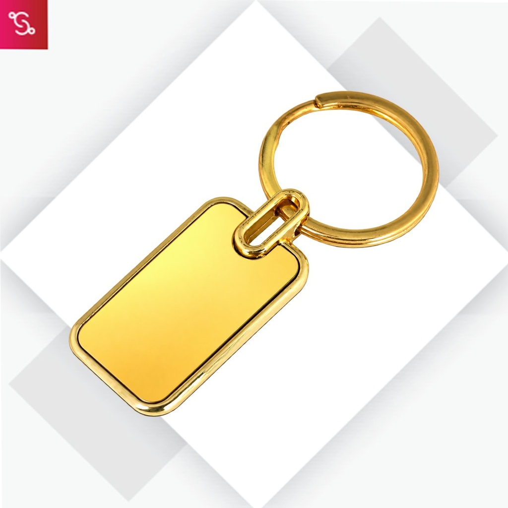 [SANM-J116a] Rectangle metal keychain in Gold finish (Double side laser)