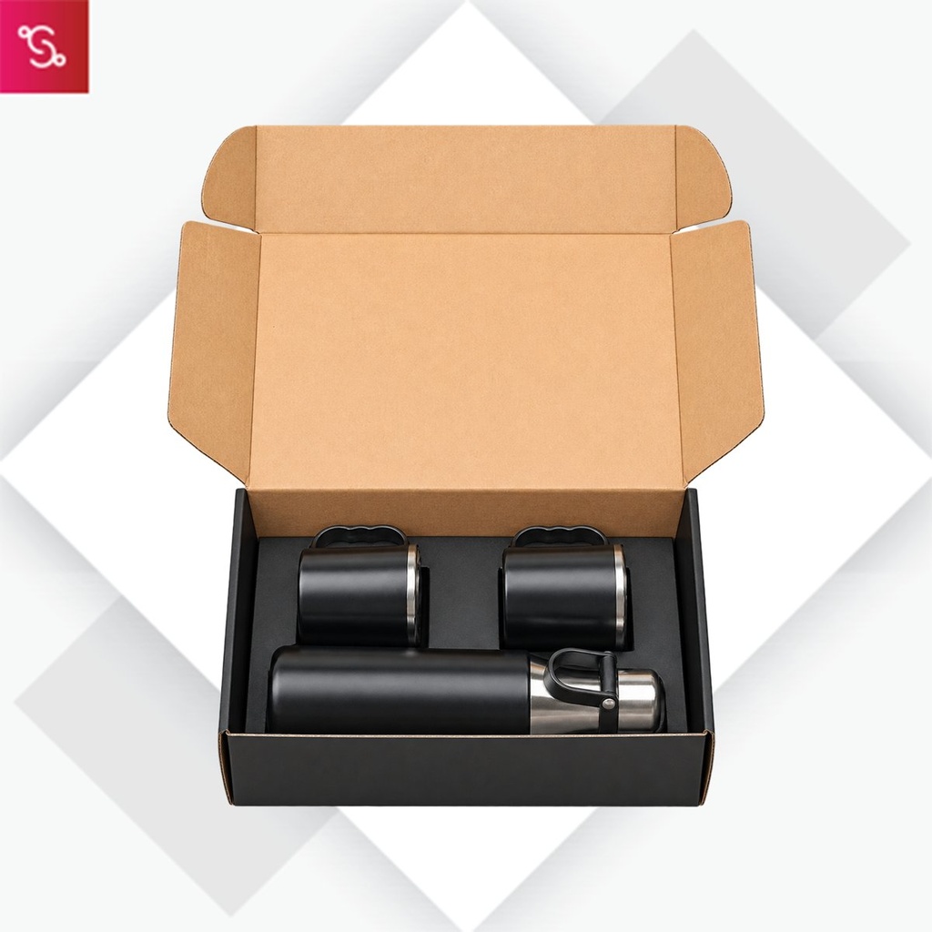 [SANM-Q44a] Set of Vacuum Flask with 2 Stainless steel cups in Gift box