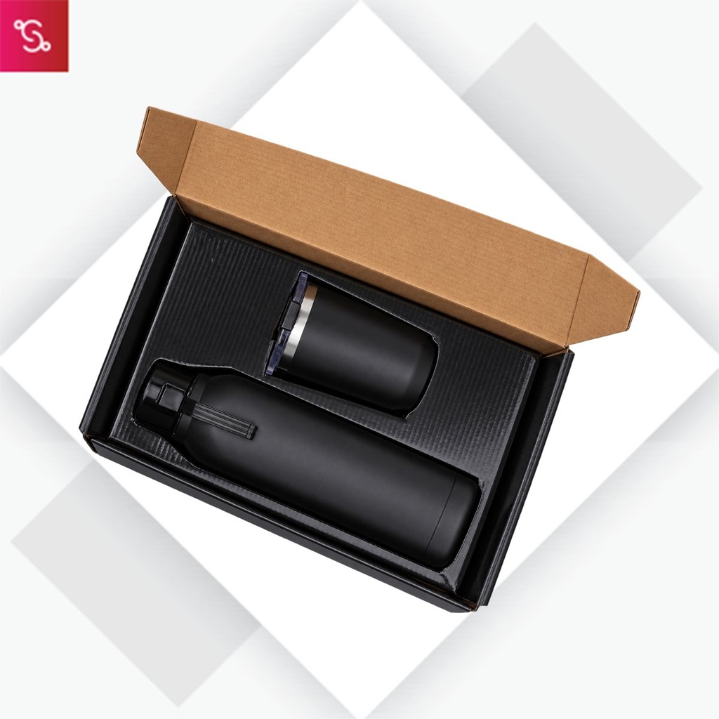 [SANM-Q86] Set of Square Insulated bottle with Foggy SS mug