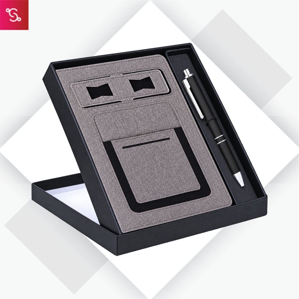 [SANM-Q126] Gray Notebook Gift set: Multifunction Notebook With Classy Metal Pen