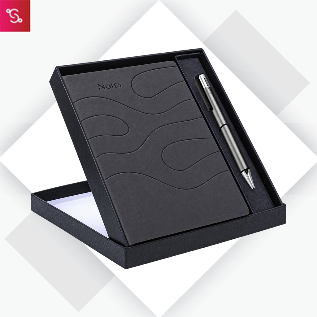 [SANM-Q128] Ribbon Notebook Gift set: A5 Ribbon Notebook With Classy Metal Pen